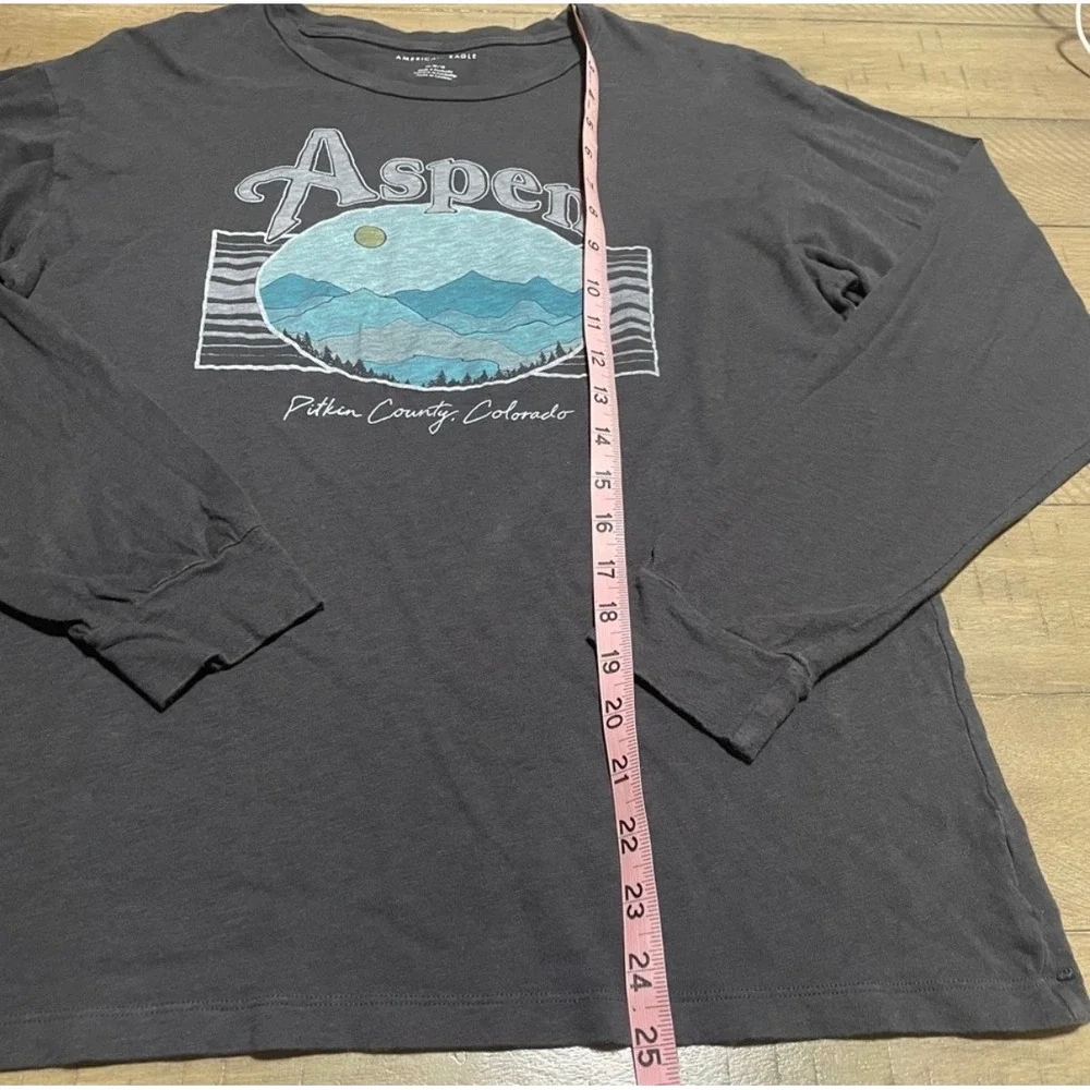 American Eagle Aspen Colorado‎ Graphic Long Sleeve Tee gray Medium